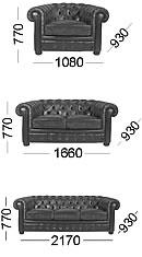 Edle Chesterfield Sofagarnitur Bolton (3/2/1 oder 3/1/1) Ledergarnitur Salottini Sonderpreis