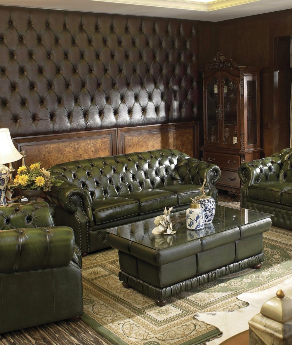 Edles Sofa Chesterfield 3-Sitzer Couch Cardiff Ledersofa Salottini Sonderpreis grün