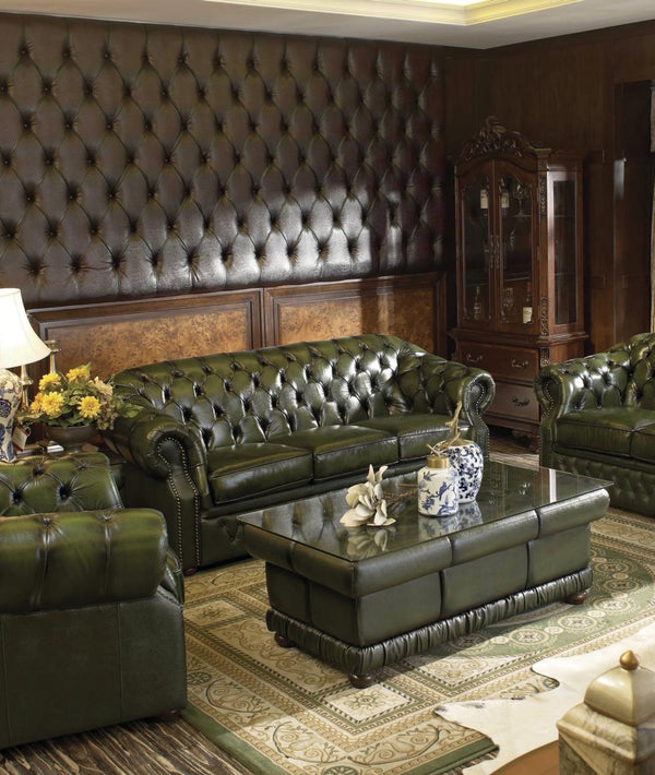 Edles Sofa Chesterfield 3-Sitzer Couch Cardiff Ledersofa Salottini Sonderpreis grün
