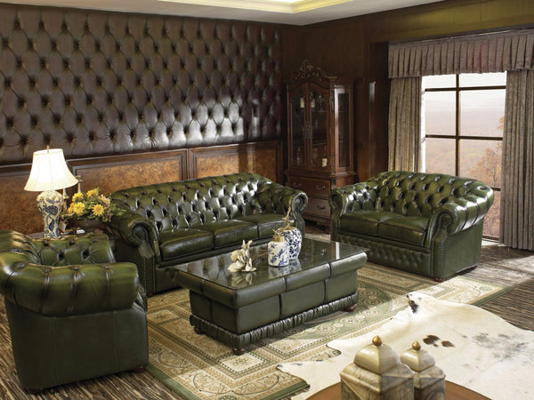 SOFORT LIEFERBAR Chesterfield Cardiff Leder Sofagarnitur 3/2/1 Sonderpreis Grün