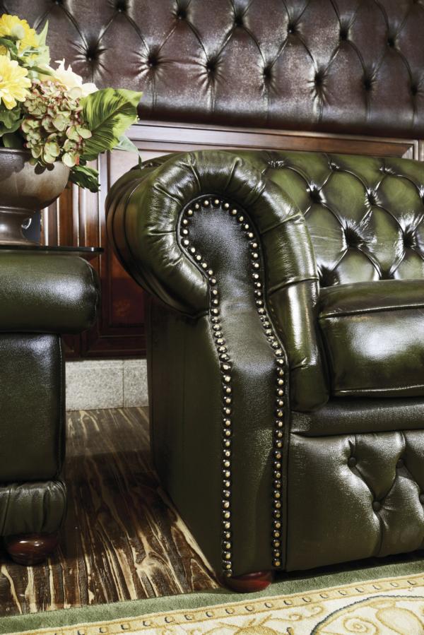 Chesterfield Sofagarnitur 3/2/1 & Tisch Cardiff, edle Ledergarnitur Sonderpreis