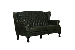 Luxus Sofa Chesterfield 2-Sitzer Couch Leeds Deluxe Ledersofa Salottini grün