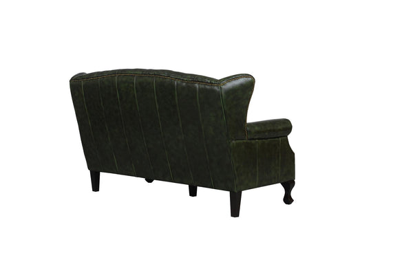 Luxus Sofa Chesterfield 2-Sitzer Couch Leeds Deluxe Ledersofa Salottini grün