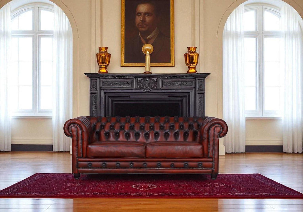 Edles Luxus Sofa Chesterfield 2-Sitzer Couch Arsenal Deluxe Ledersofa Salottini rot