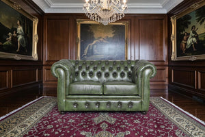 Edles Luxus Sofa Chesterfield 2-Sitzer Couch Avon Deluxe Ledersofa Salottini grün