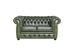Edles Luxus Sofa Chesterfield 2-Sitzer Couch Avon Deluxe Ledersofa Salottini grün