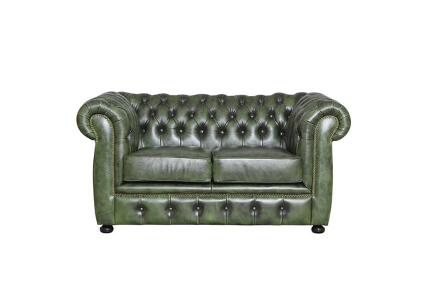 Edles Luxus Sofa Chesterfield 2-Sitzer Couch Avon Deluxe Ledersofa Salottini grün