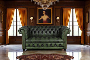 Sofa Chesterfield 2-Sitzer Couch Clyde Deluxe Ledersofa Salottini grün