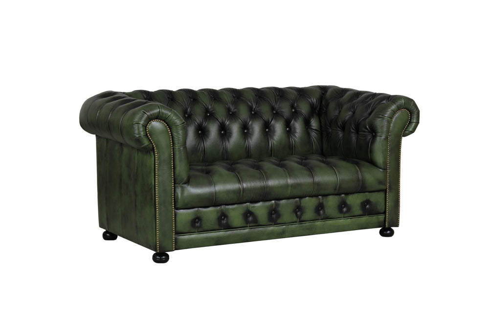 Sofa Chesterfield 2-Sitzer Couch Clyde Deluxe Ledersofa Salottini grün
