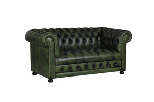 Sofa Chesterfield 2-Sitzer Couch Clyde Deluxe Ledersofa Salottini grün