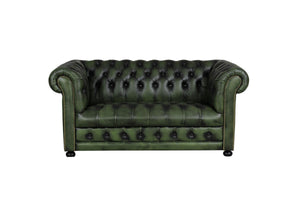 Sofa Chesterfield 2-Sitzer Couch Clyde Deluxe Ledersofa Salottini grün