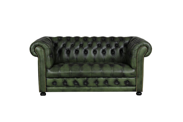 Sofa Chesterfield 2-Sitzer Couch Clyde Deluxe Ledersofa Salottini grün