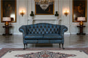 Edles Sofa Chesterfield 2-Sitzer Couch New Piccadilly Deluxe Ledersofa Salottini blau