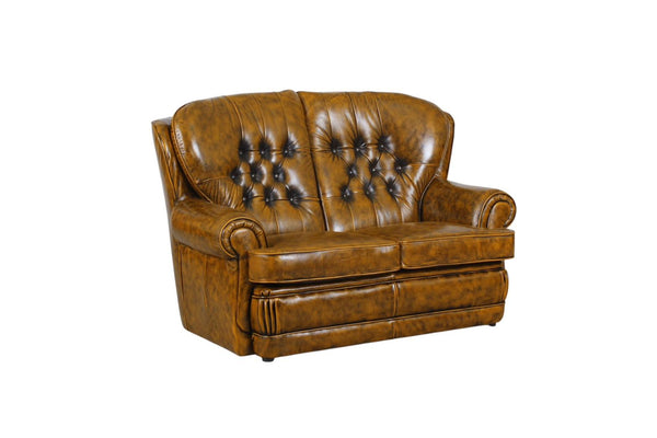 XL Luxus Sofa Chesterfield 2-Sitzer Couch Sting Deluxe Ledersofa Salottini Braun