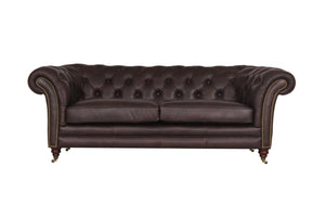 Luxus XL Sofa Chesterfield 2-Sitzer Couch Themse Deluxe Ledersofa Salottini Braun