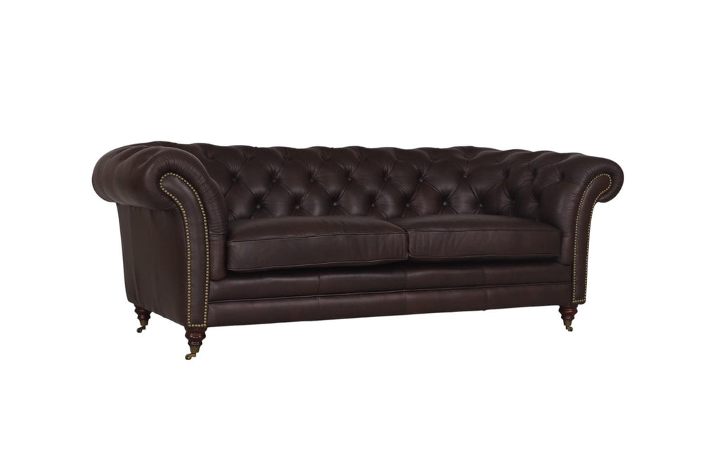 Luxus XL Sofa Chesterfield 2-Sitzer Couch Themse Deluxe Ledersofa Salottini Braun