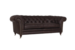 Luxus XL Sofa Chesterfield 2-Sitzer Couch Themse Deluxe Ledersofa Salottini Braun