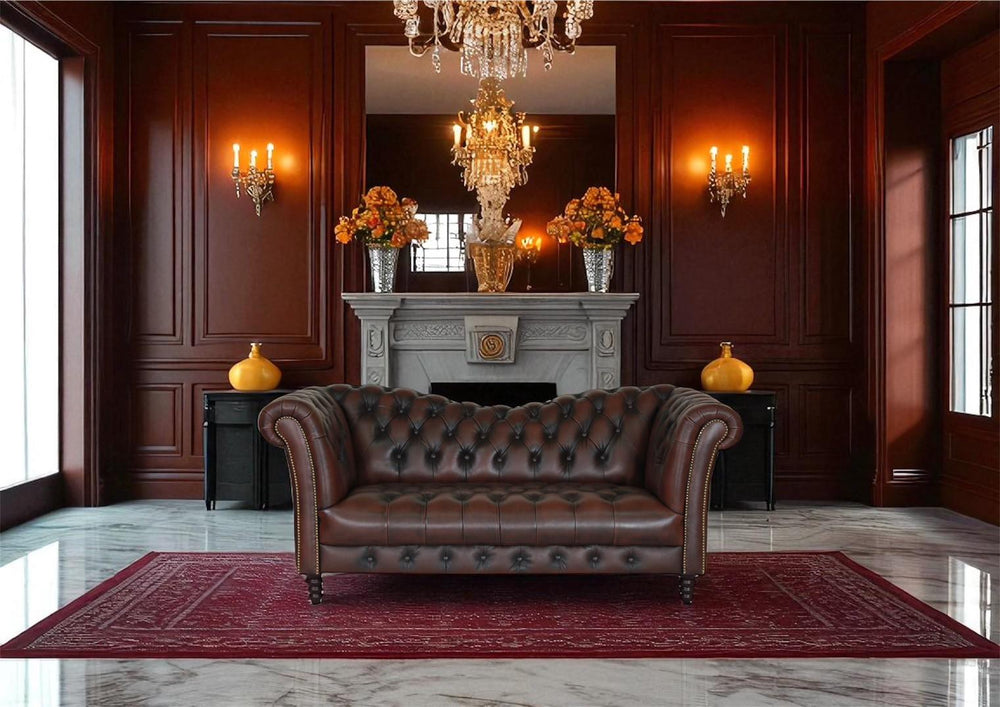 Elite 2er Sofa Chesterfield 2-Sitzer Couch Vincent Deluxe Ledersofa Salottini braun