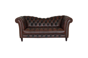 Elite 2er Sofa Chesterfield 2-Sitzer Couch Vincent Deluxe Ledersofa Salottini braun