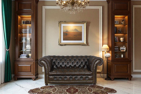 Edles Sofa Chesterfield 2-Sitzer Couch Winchester Deluxe Ledersofa Salottini braun