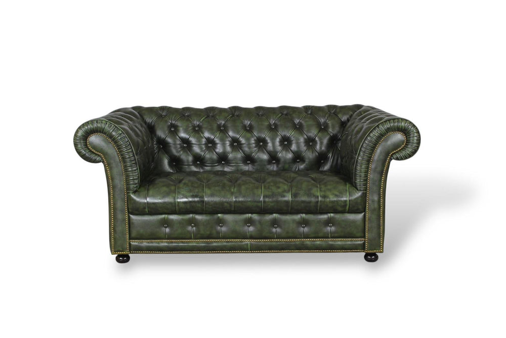 Premium Sofa Chesterfield 2-Sitzer Couch Winchester Deluxe Ledersofa Salottini grün