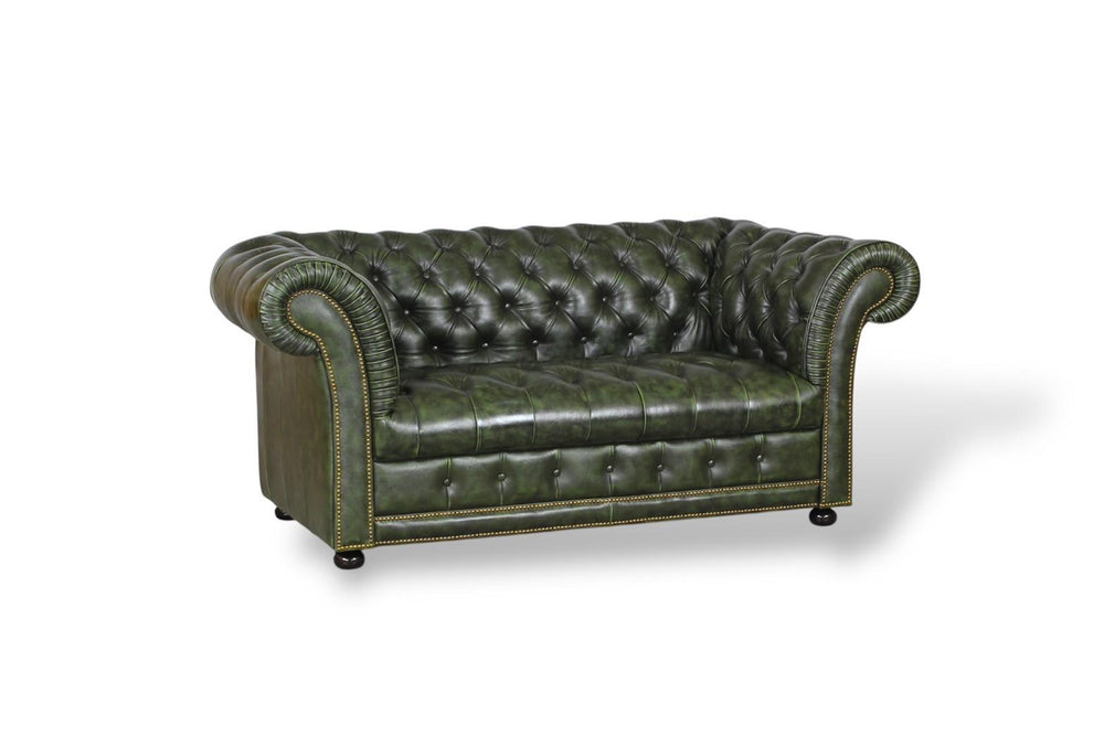Premium Sofa Chesterfield 2-Sitzer Couch Winchester Deluxe Ledersofa Salottini grün