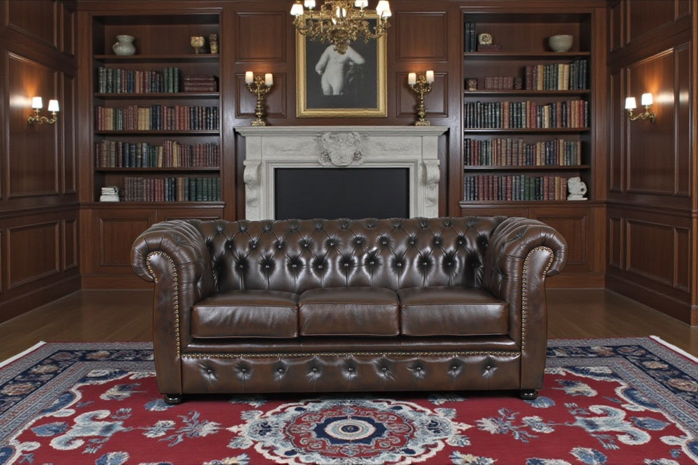 Edles Luxus Sofa Chesterfield 3-Sitzer Couch Avon Deluxe Ledersofa Salottini braun