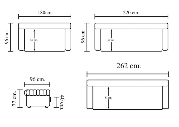 4er XL Sofa Chesterfield 4-Sitzer Couch Vincent Deluxe Ledersofa Salottini