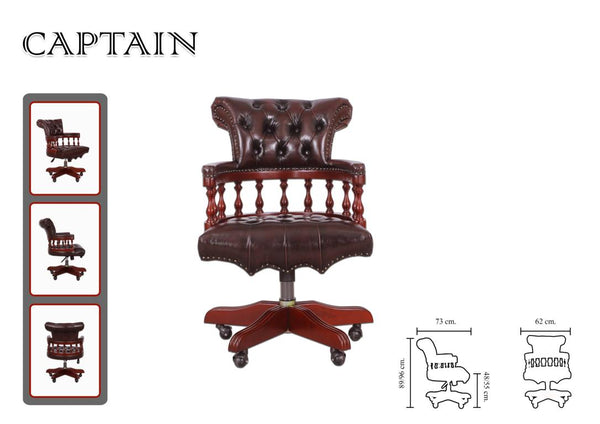 4 x Chesterfield Bürostuhl "Captain I" Lederstuhl Stuhl Salottini Sonderpreis
