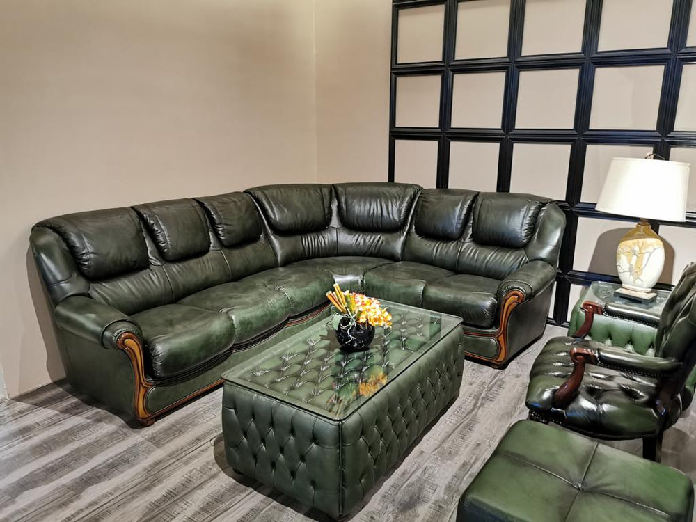 Luxus Chesterfield XL Ledertisch Bolton Tisch Couchtisch Sonderpreis GRÜN
