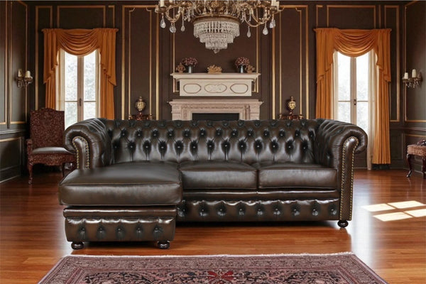 SOFORT LIEFERBAR Chesterfield Springfield Ecksofa Leder Eckcouch Sonderpreis