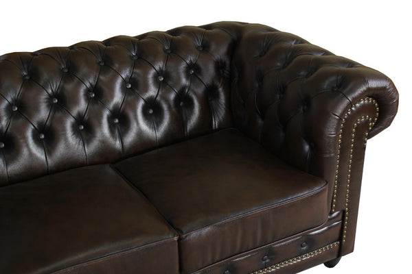 XL Chesterfield Wohnlandschaft Ecksofa Arsenal Leder Eckcouch Salottini Sonderpreis