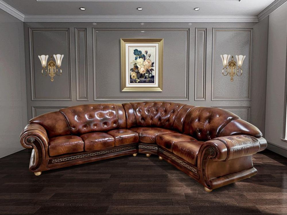SOFORT LIEFERBAR Chesterfield Oriental XL Leder Ecksofa BRAUN Eckcouch Sonderpreis