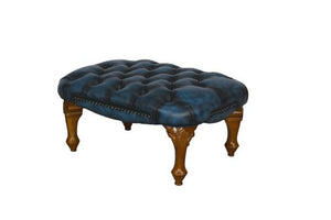 Chesterfield Ohrensessel Romsey Deluxe Ledersessel mit Hocker Salottini