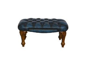 Chesterfield Ohrensessel Romsey Deluxe Ledersessel mit Hocker Salottini
