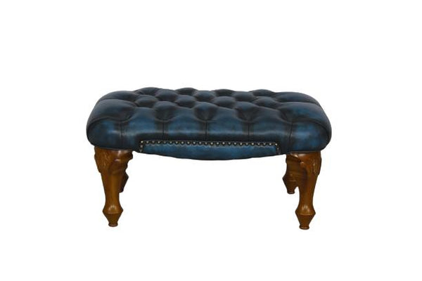 Chesterfield Ohrensessel Romsey Deluxe Ledersessel mit Hocker Salottini