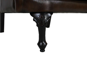 Chesterfield Ohrensessel Katerine Deluxe Ledersessel Hocker braun SONDERPREIS