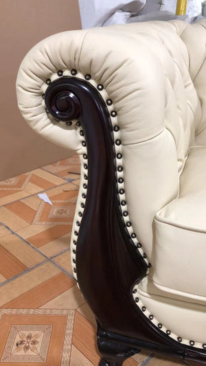 Chesterfield Manchester Leder Sofagarnitur 3/2/1 Ledergarnitur Salottini