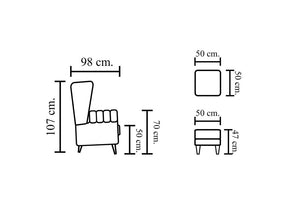 Chesterfield Ohrensessel Premier Deluxe Ledersessel mit Hocker Salottini