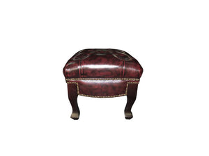 Chesterfield Ohrensessel Premier Deluxe Ledersessel mit Hocker Salottini