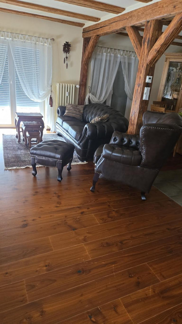 Edle Chesterfield Premier Deluxe Sofagarnitur 3/1/Hocker Ledergarnitur Salottini