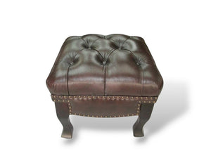 Chesterfield Ohrensessel Premier Deluxe Ledersessel mit Hocker Salottini