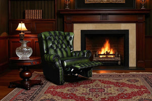 Chesterfield Ohrensessel Stunning Deluxe Recliner Ledersessel Relaxsessel mit Motor Salottini schwarz