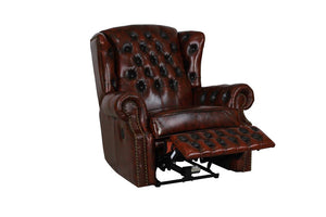 SOFORT LIEFERBAR Chesterfield Ohrensessel Stunning Deluxe Recliner Ledersessel Motor Salottini Rot