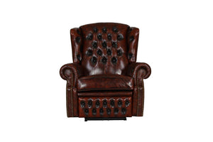 SOFORT LIEFERBAR Chesterfield Ohrensessel Stunning Deluxe Recliner Ledersessel Motor Salottini Rot