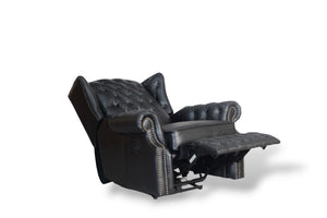 SOFORT LIEFERBAR Chesterfield Ohrensessel Stunning Deluxe Recliner Relaxsessel Motor Salottini schwarz