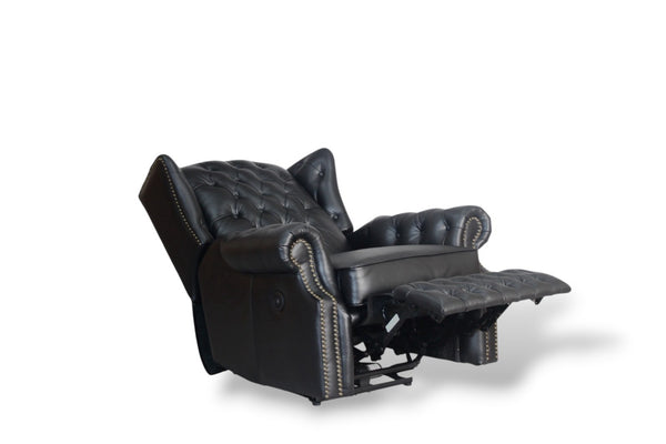 SOFORT LIEFERBAR Chesterfield Ohrensessel Stunning Deluxe Recliner Relaxsessel Motor Salottini schwarz
