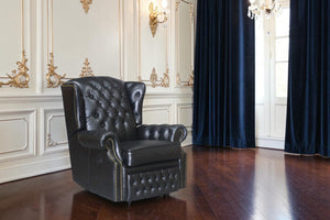 SOFORT LIEFERBAR Chesterfield Ohrensessel Stunning Deluxe Recliner Relaxsessel Motor Salottini schwarz