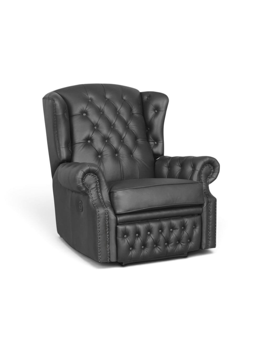 Chesterfield Ohrensessel Stunning Deluxe Recliner Ledersessel Relaxsessel mit Motor Salottini schwarz