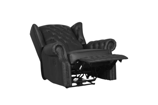 Chesterfield Ohrensessel Stunning Deluxe Recliner Ledersessel Relaxsessel mit Motor Salottini schwarz